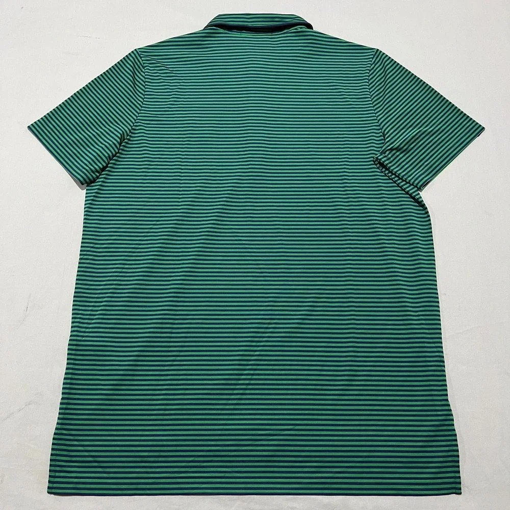 RLX Ralph Lauren Mens Green Blue Striped Chicago Golf Club Polo Shirt Size L